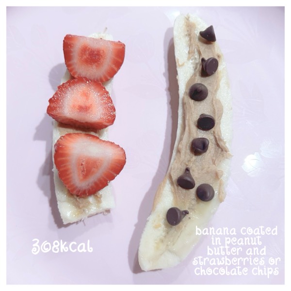 banana with strawberries and chocolate chips