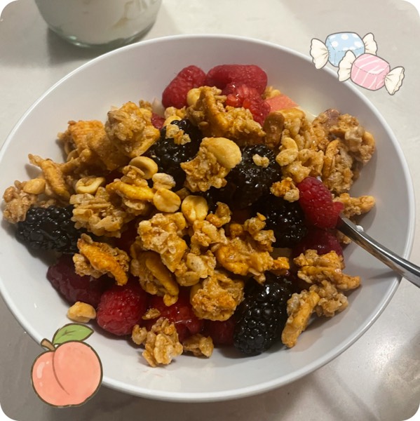 granola and fruit yogurt