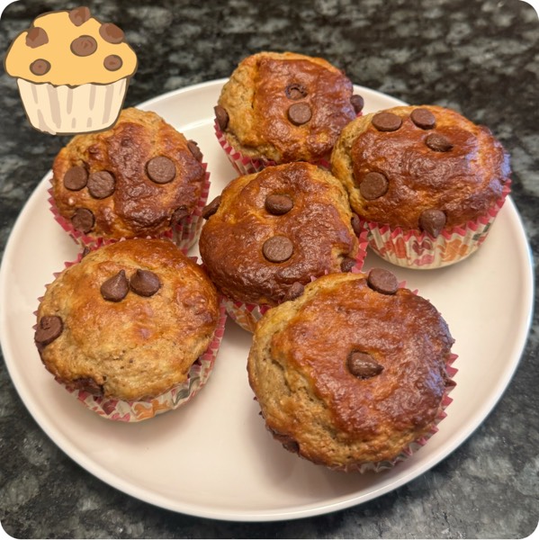 Low Kcal Chocolate Chip Banana Protein Muffins
