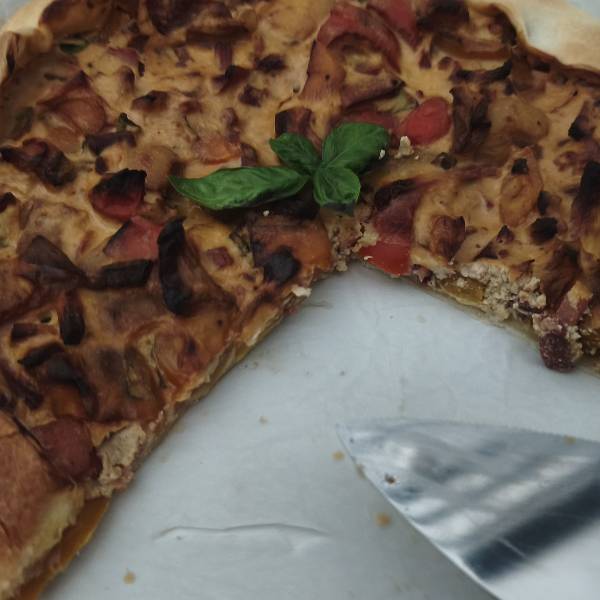 bell peppers and speck savory pie