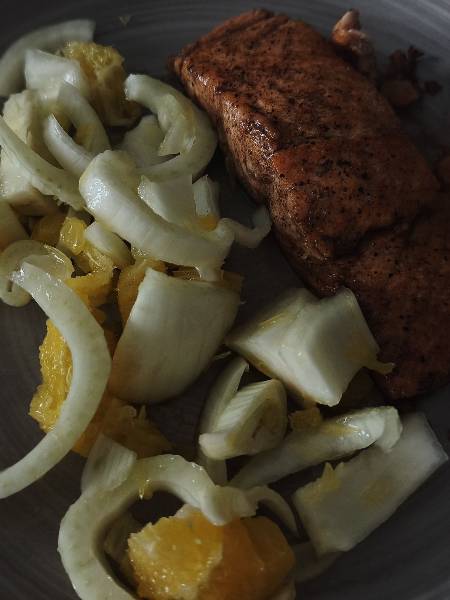 lacquered salmon with side
