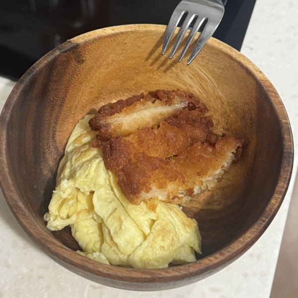 chicken cutlet strips & scrambled egg