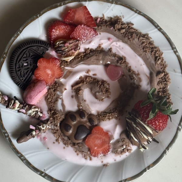 chocolate strawberry yogurt bowl